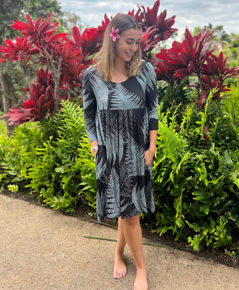 Wahine 3/4 Sleeve Dress Palapalai – Hae Hawaii