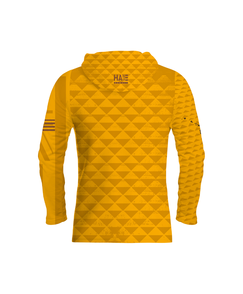 Kanaka Youth  Sublimated Hooded Long Sleeve Drifit Mustard