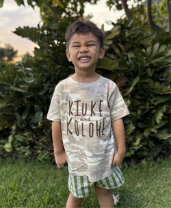 Kiuke and Kolohe Keiki Tee Natural Camo
