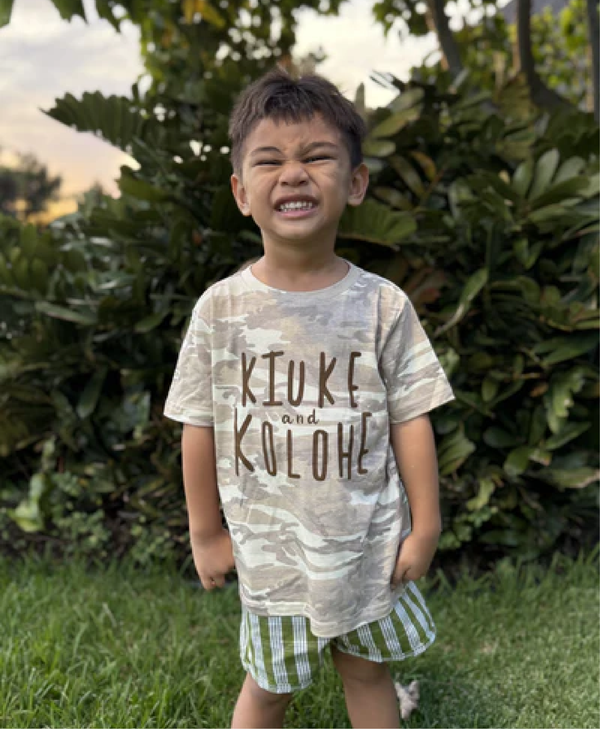 Kiuke and Kolohe Keiki Tee Natural Camo