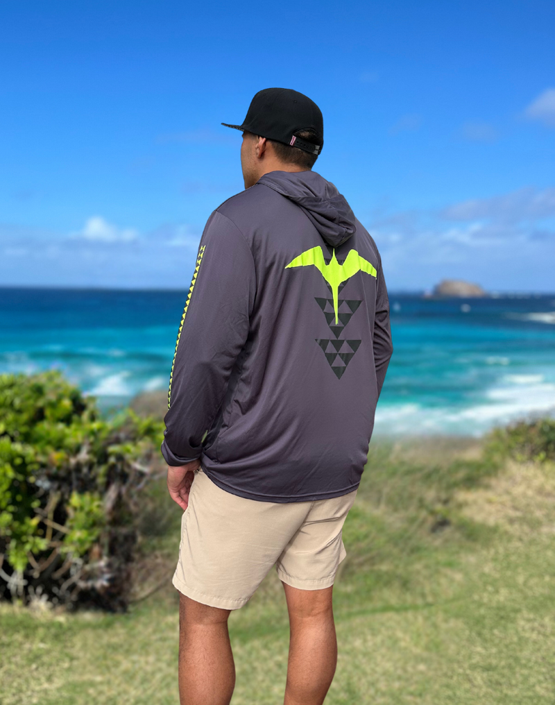 'Iwa Birds Hooded Longsleeve Drifit Charcoal