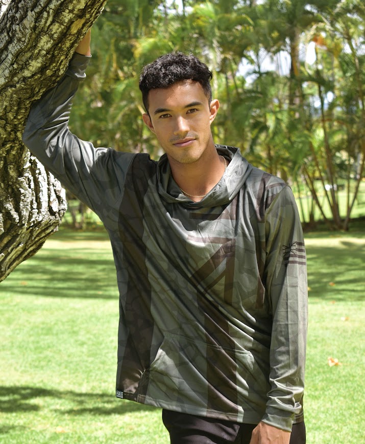 Hae Hawaii Hooded Long Sleeve Drifit Namoku Camo Olive