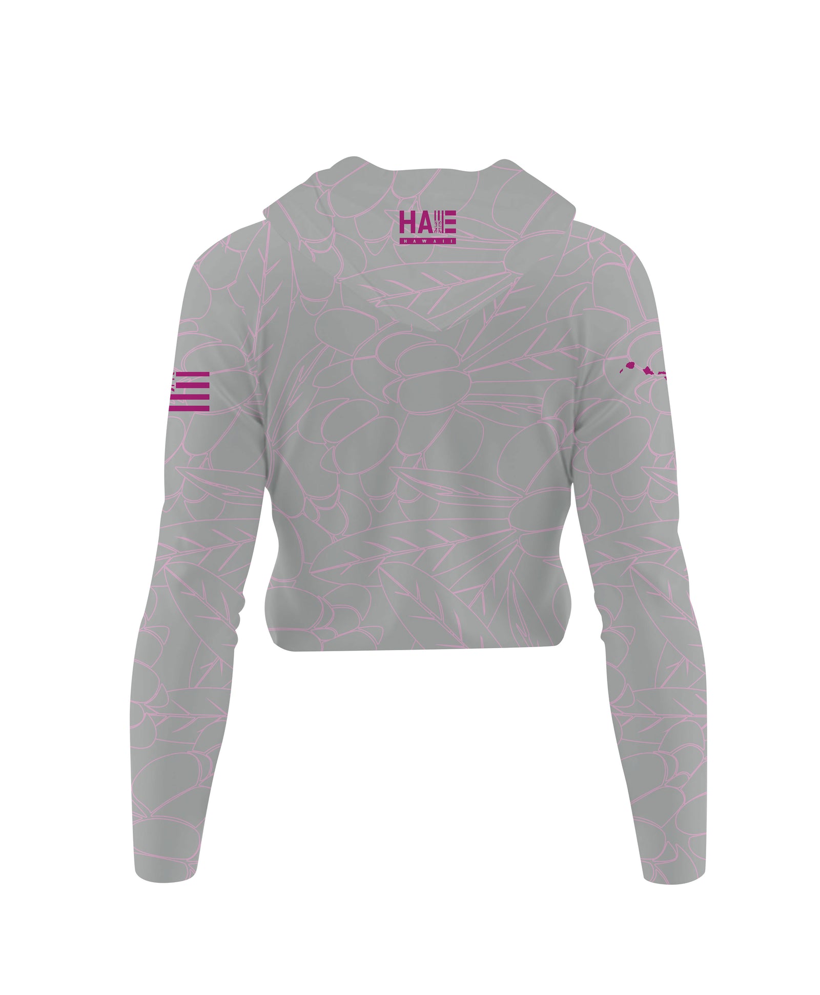 Aalii Wahine VNeck Hooded Crop Longsleeve Drifit Gray Rose – Hae