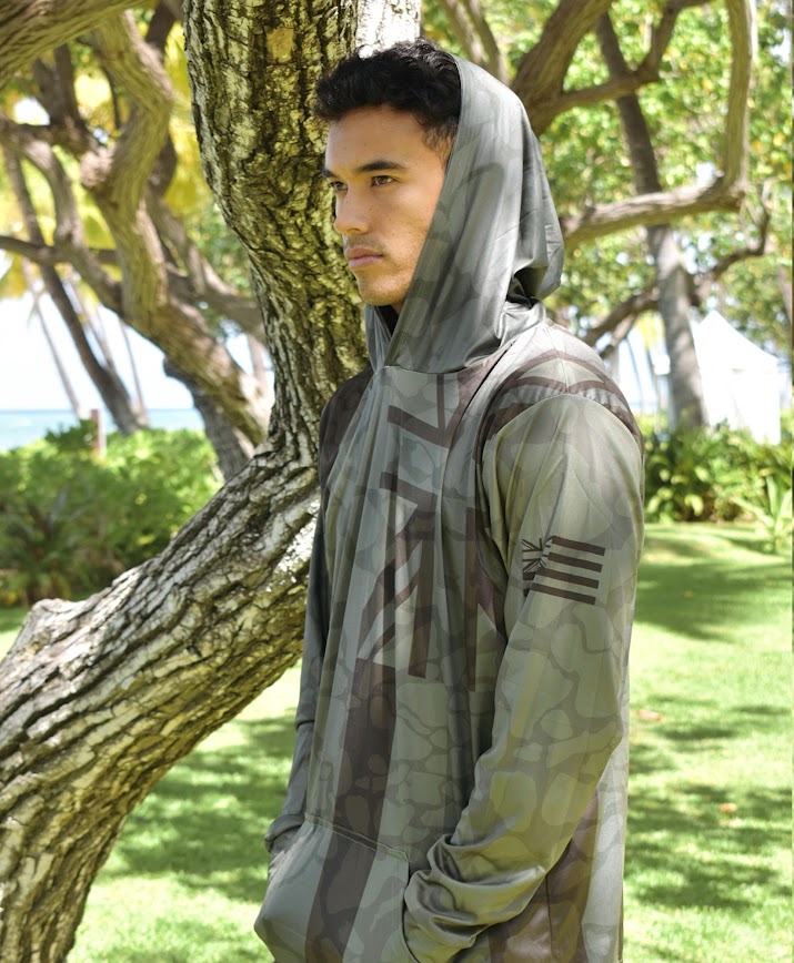 Hae Hawaii Hooded Long Sleeve Drifit Namoku Camo Olive