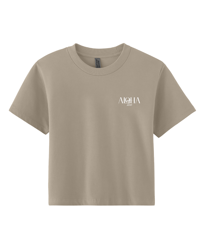 Aloha Nui 'Iwa Crop Tee in Tan