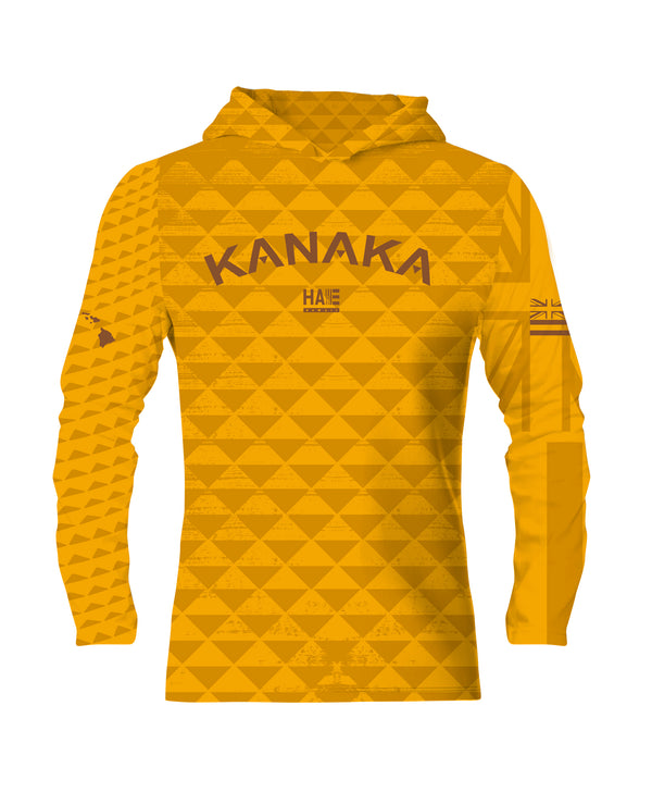 Kanaka Sublimated Hooded Long Sleeve Drifit Mustard