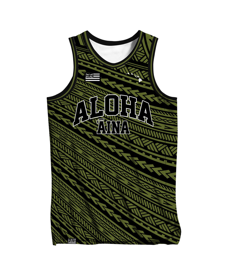 Aloha Aina Jersey Tank Olive Green