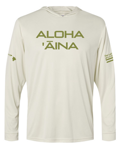 Aloha Aina Green on Sand Hooded Long Sleeve Drifit