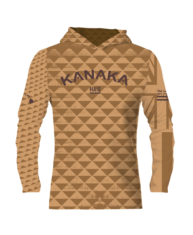 Kanaka Sublimated Hooded Long Sleeve Drifit Brown