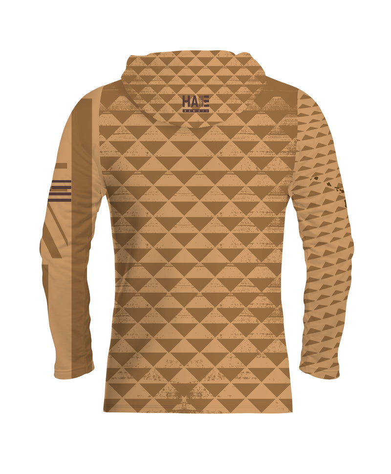 Kanaka Sublimated Hooded Long Sleeve Drifit Brown