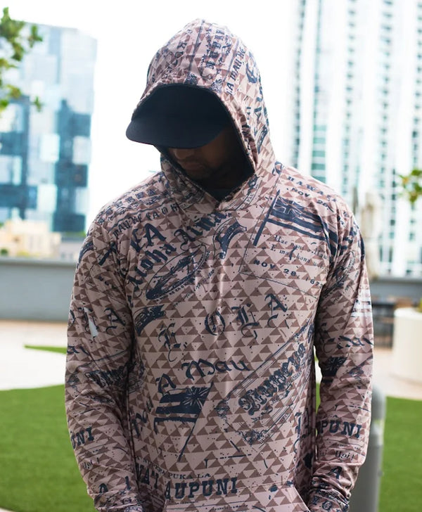 Nupepa Olelo Hawaii Sublimated Hooded Long Sleeve Drifit