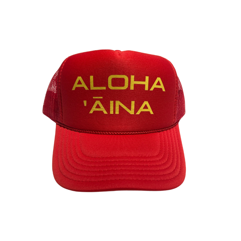 Aloha Aina Trucker Hat Red