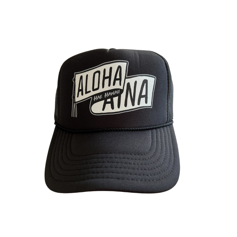 Aloha Aina Banner Trucker Black