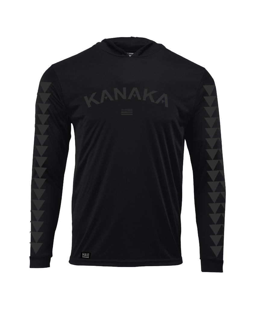 Kanaka Black on Black Hooded Long Sleeve Drifit – Hae Hawaii