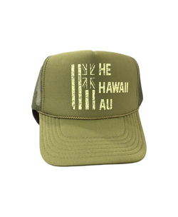 He Hawaii Au Trucker Hat Military Green